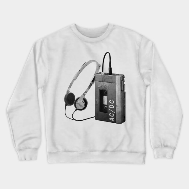Walkman Play ACDC Song Crewneck Sweatshirt by XRODOX XLOROX